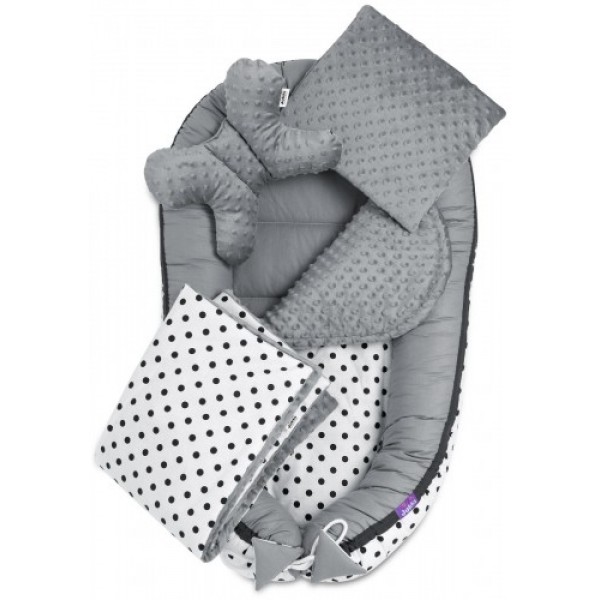 5 delni komplet Jukki Comfort Black dots Minky